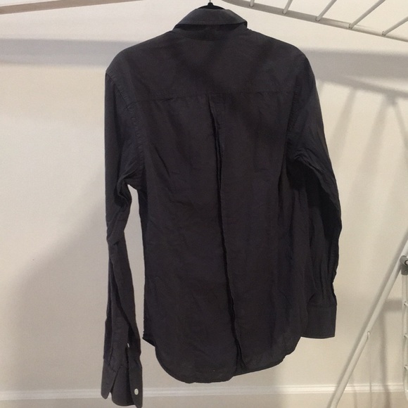 Band Of Outsiders Soft Velvet Dark Blue Long Sleeve Shirt with Pocket - Picture 2 of 4